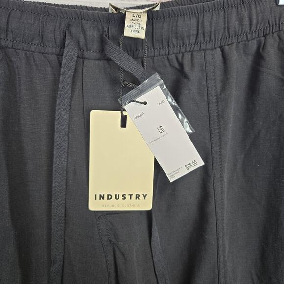 Industry Republic Women Jogger Cargo Pants Lg Black Drawstring Stretch Waist NWT - Picture 4 of 10